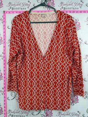 Merona cardigan sweater button up Red and White Geometric Open Cardigan